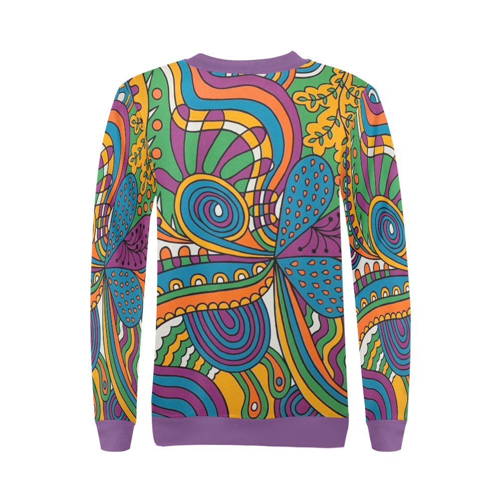 Wuvi / Purple All Over Print Crewneck Sweatshirt for Women (Model H18)