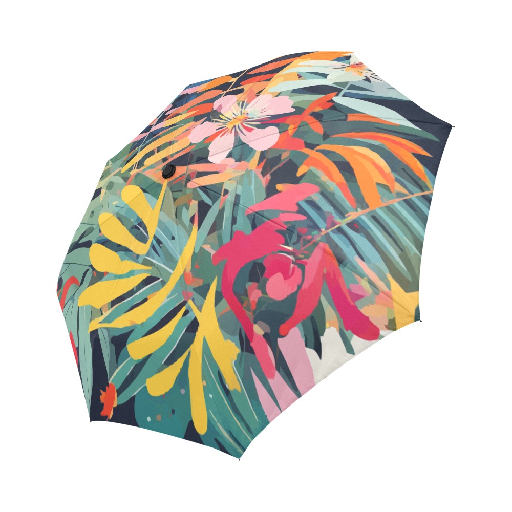 Pleasant art of colorful tropical flowers, plants. Auto-Foldable Umbrella (Model U04)