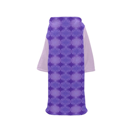 FLOWER OF LIFE stamp pattern purple violet Blanket Robe with Sleeves for Adults