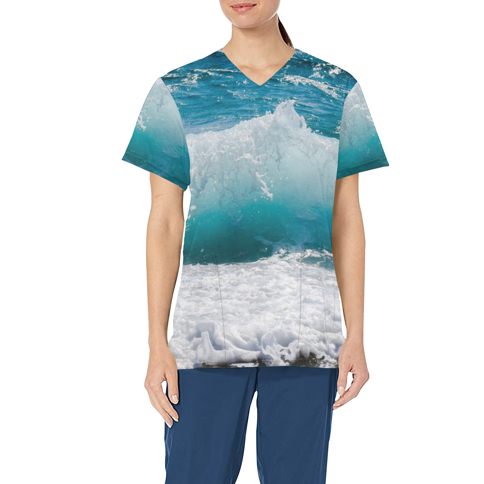 Beach Waves Children's Ward All Over Print Scrub Top