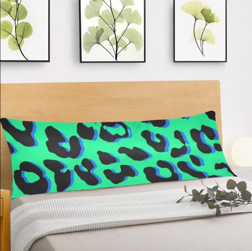 Leopard Print Green Body Pillow Case 20" x 54" (Two Sides)