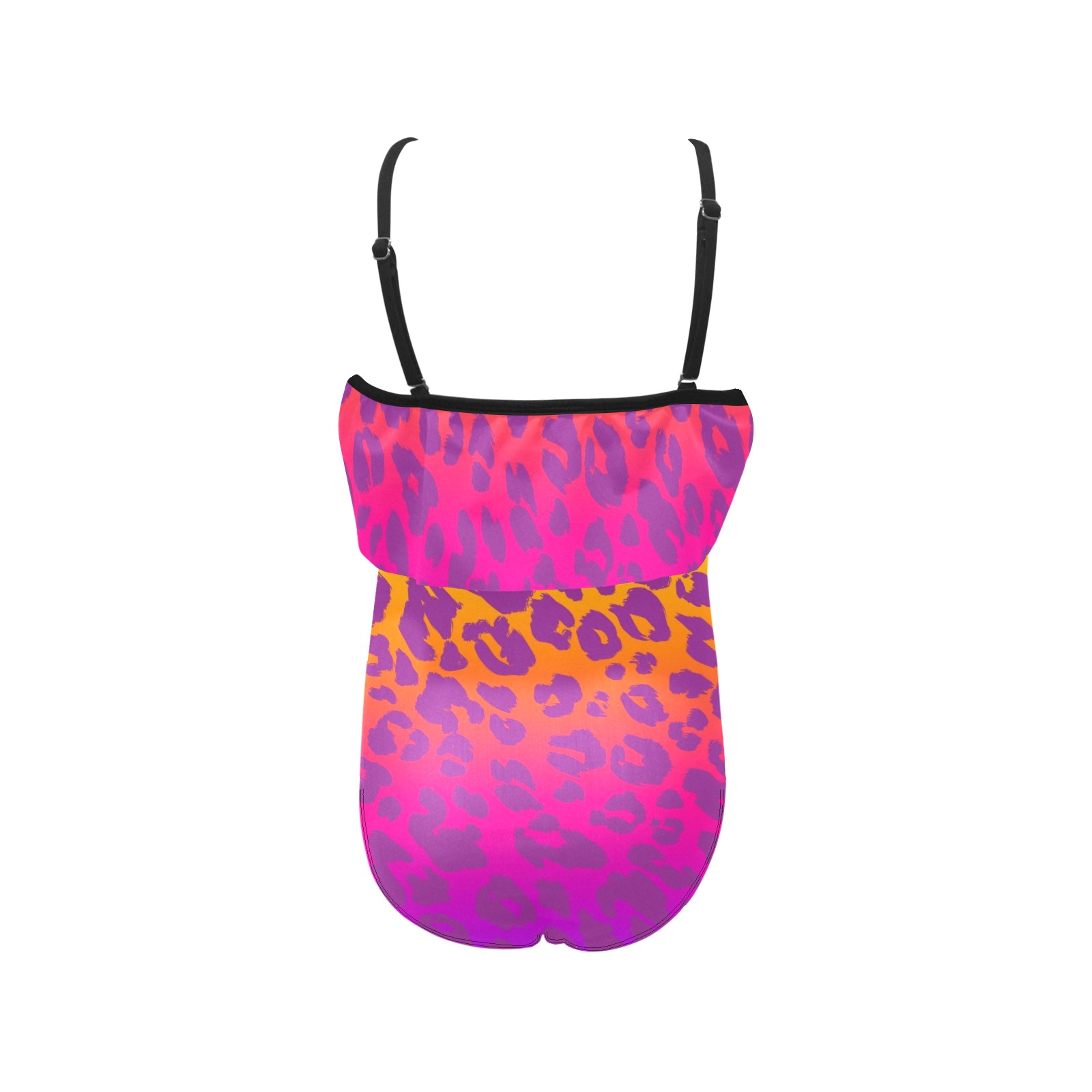 Colorful Leopard Print Kids' Spaghetti Strap Ruffle Swimsuit (Model S26)