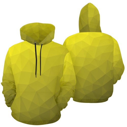 Yellow gradient geometric mesh pattern All Over Print Hoodie for Men (USA Size) (Model H13)