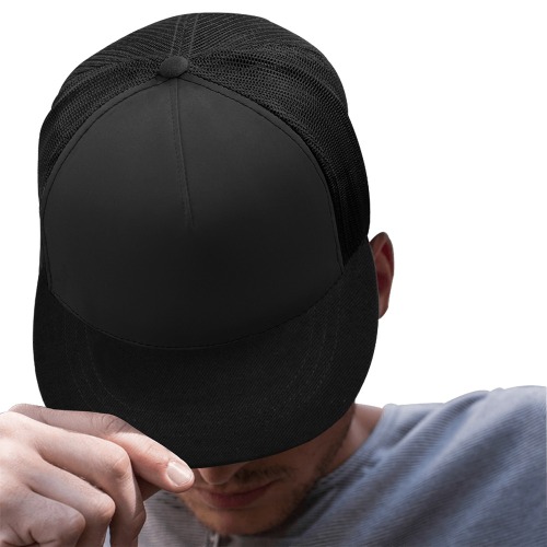 black cap Trucker Hat H (Front Panel Customization)