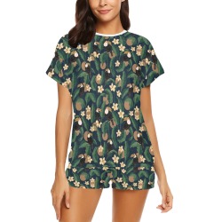 Toucans in the banana trees 85D Women's Short Pajama Set