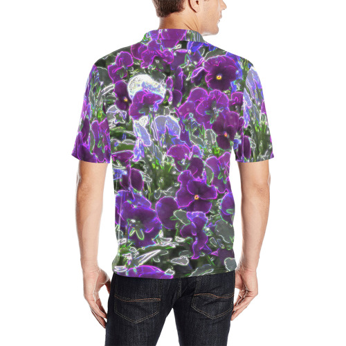 Field Of Purple Flowers 8420 Men's All Over Print Polo Shirt (Model T55)