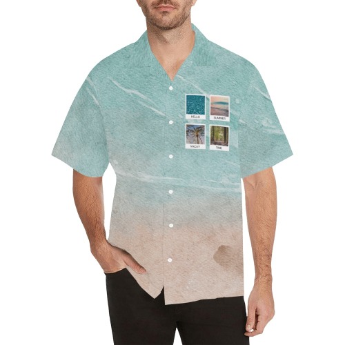 Hello Summer Men’s Hawaiian Shirt Hawaiian Shirt with Merged Design (Model T58)