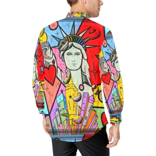 New York 2023 Pop Art by Nico Bielow Men's All Over Print Casual Dress Shirt (Model T61)