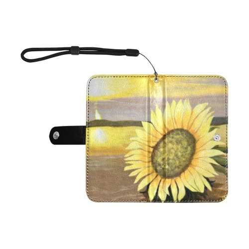 Sunflower Beach Phone Wallet Small Flip Leather Purse for Mobile Phone/Small (Model 1704)