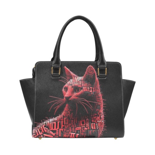 3D cat Rivet Shoulder Handbag (Model 1645)