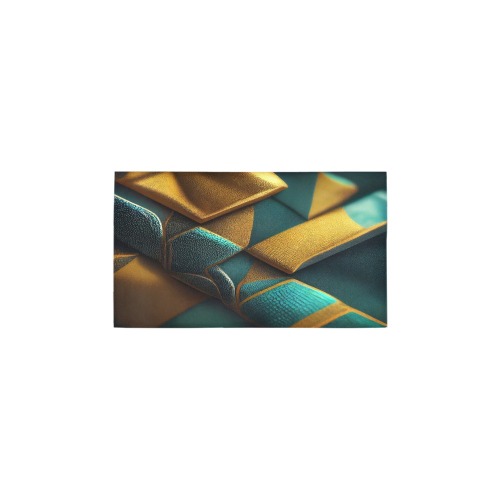 turquoise and gold abstract pattern Bath Rug 16''x 28''
