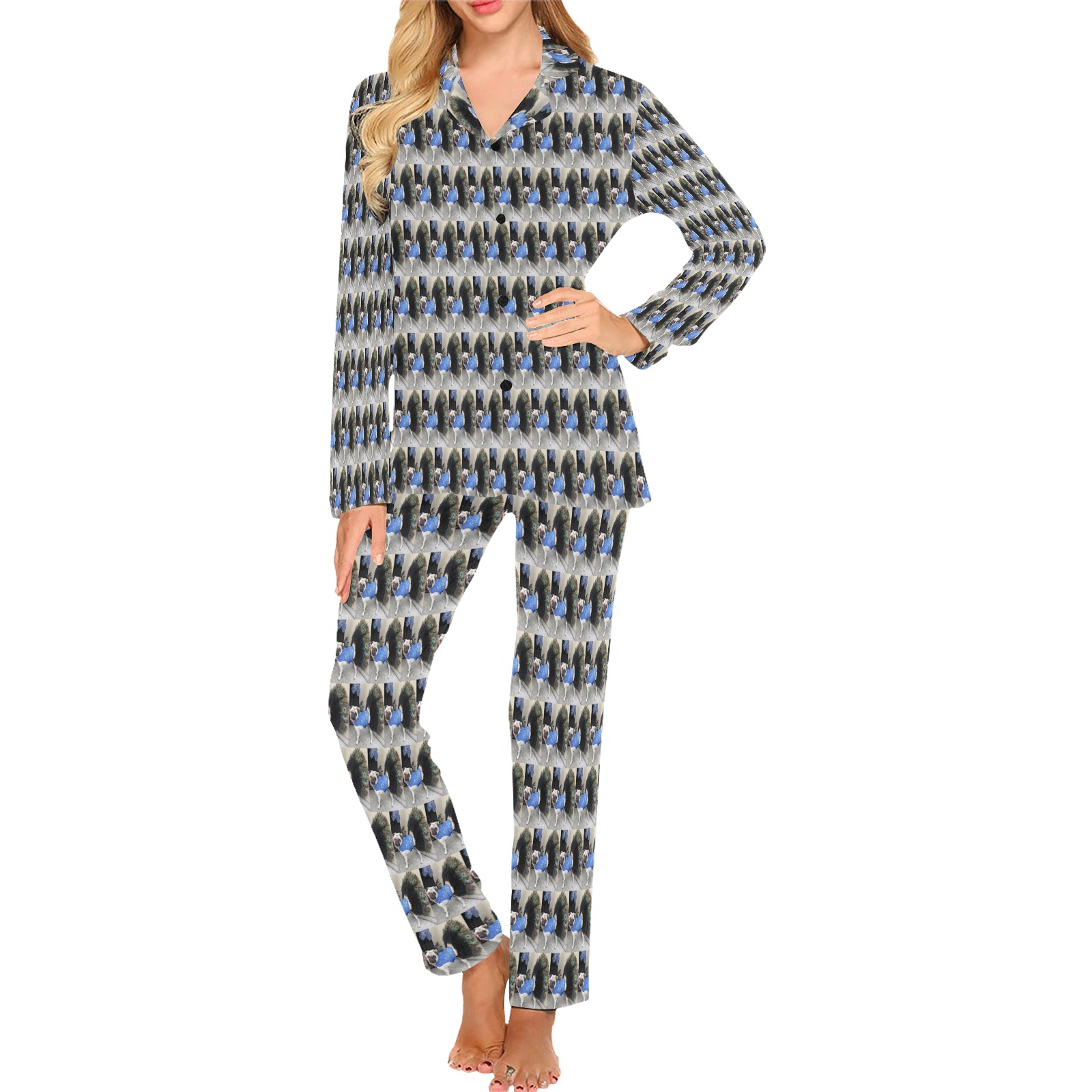 Pattern Women's Long Pajama Set