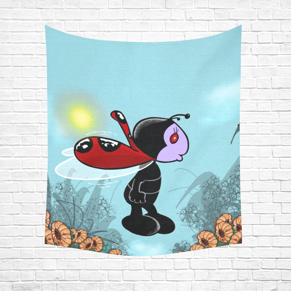 Mizz Ladybug Cotton Linen Wall Tapestry 51"x 60"