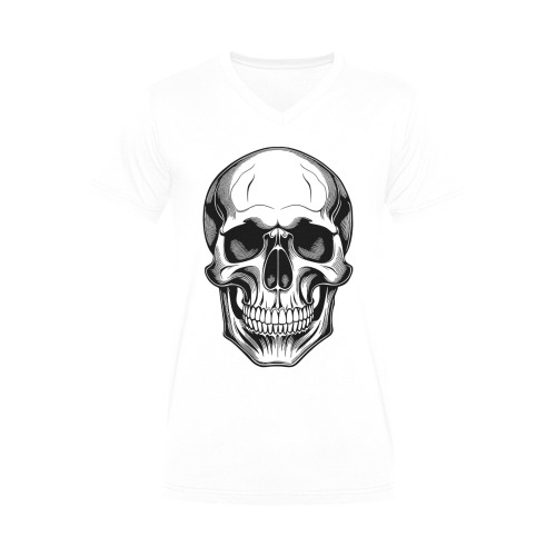 skull Men's V-Neck T-shirt (USA Size) (Model T10)