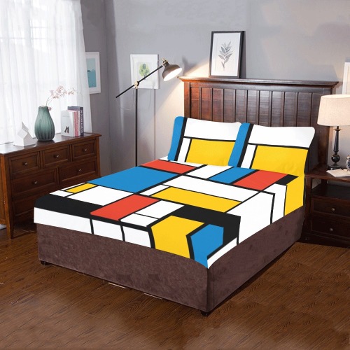 Mondrian De Stijl Modern 3-Piece Bedding Set