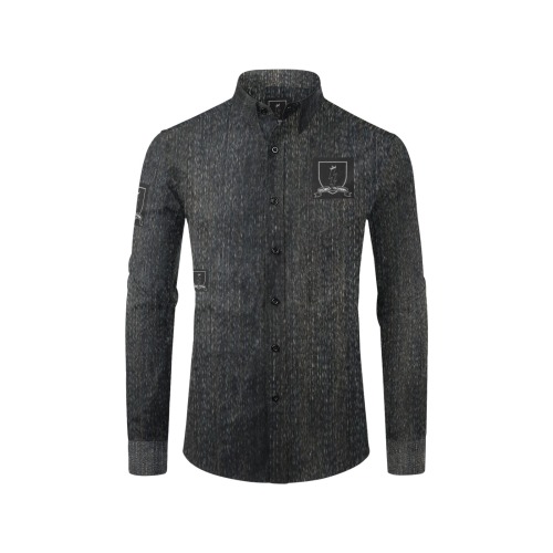 DIONIO Clothing - Black Denim Look Casual Dress Shirt (Black Shield Logo) Men's All Over Print Casual Dress Shirt (Model T61)