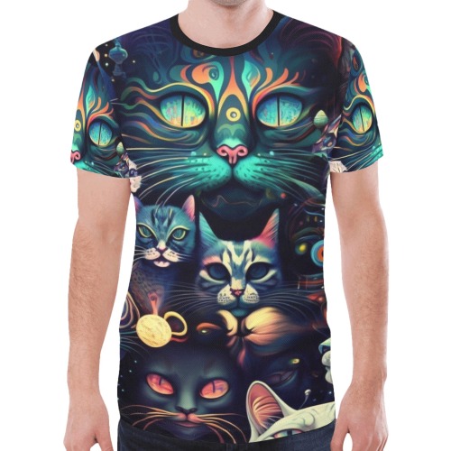 ai cats, trippy New All Over Print T-shirt for Men (Model T45)