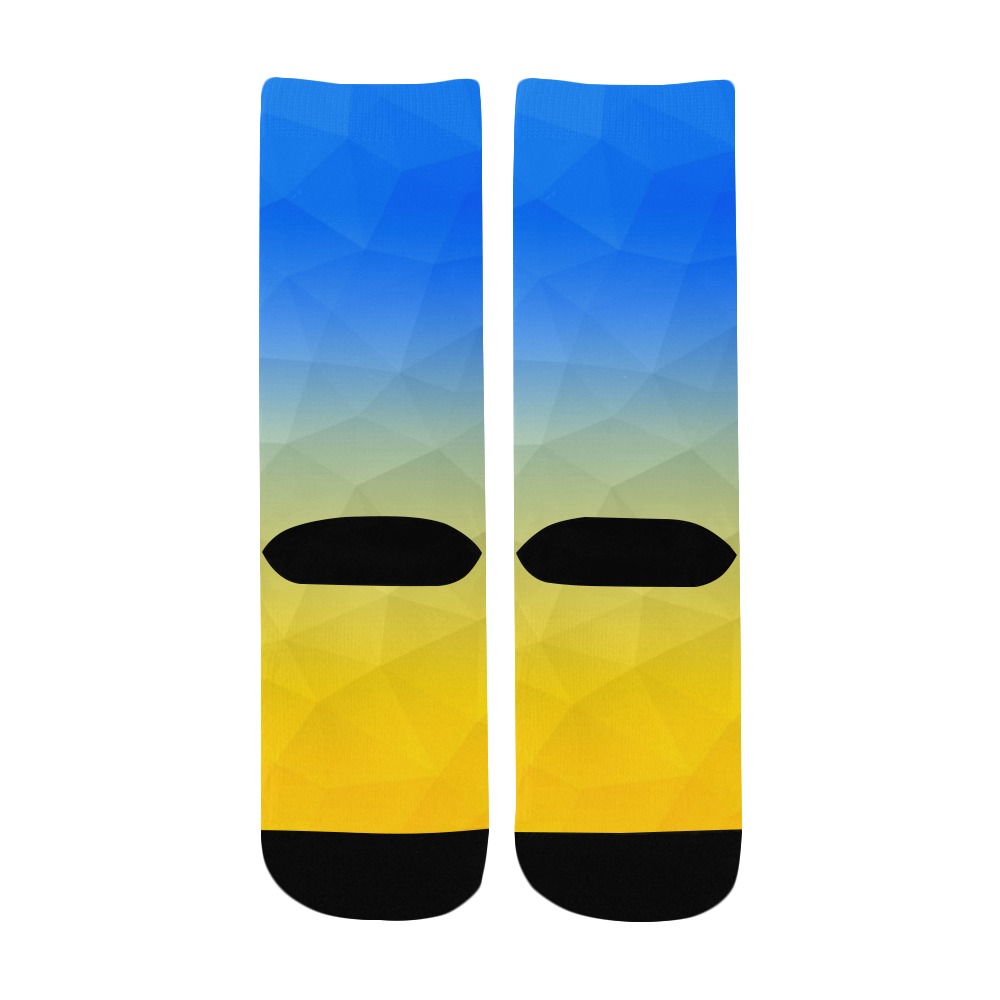 Ukraine yellow blue geometric mesh pattern Kids' Custom Socks