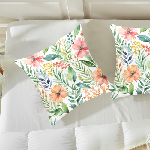 watercolor spring flowers pattern Peach Skin Pillowcase 16"x16" (One Side&Pack of 2)