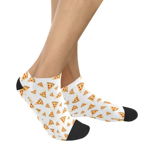 Cool and fun pizza slices pattern on white Men's Ankle Socks