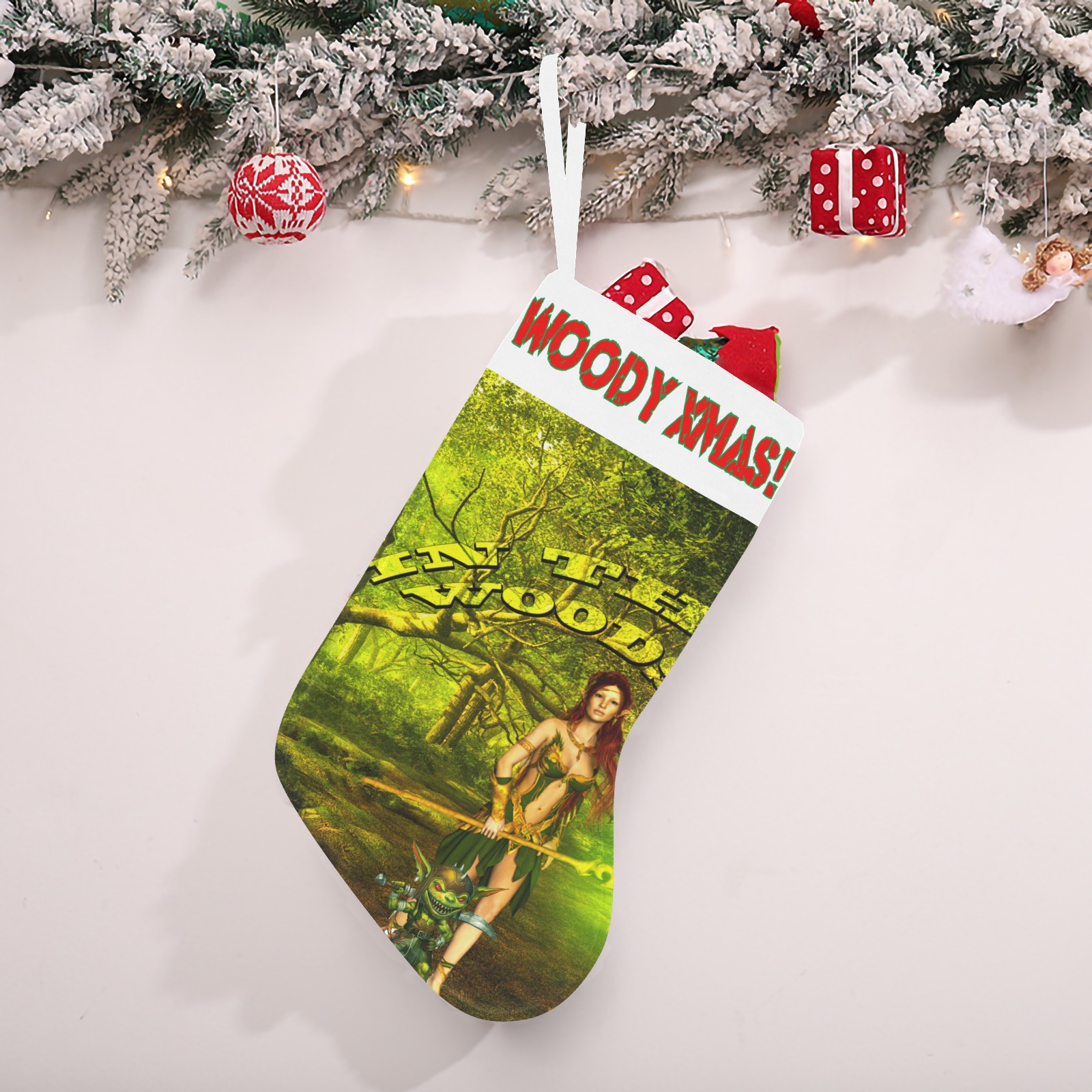 In The Woods Christmas Stocking (Custom Text on The Top)