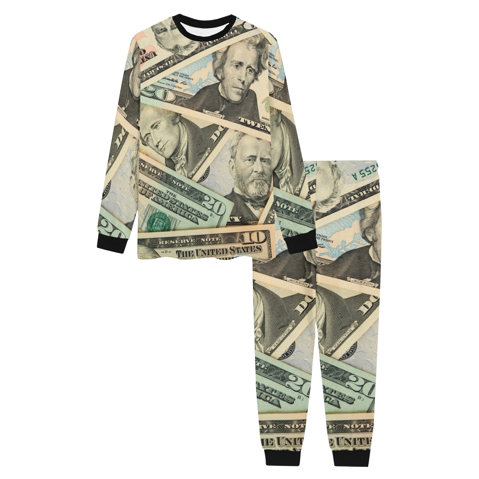US PAPER CURRENCY Men's All Over Print Pajama Set