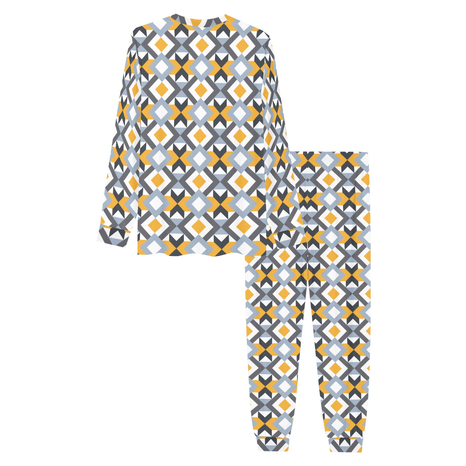 Retro Angles Abstract Geometric Pattern Men's All Over Print Pajama Set with Custom Cuff