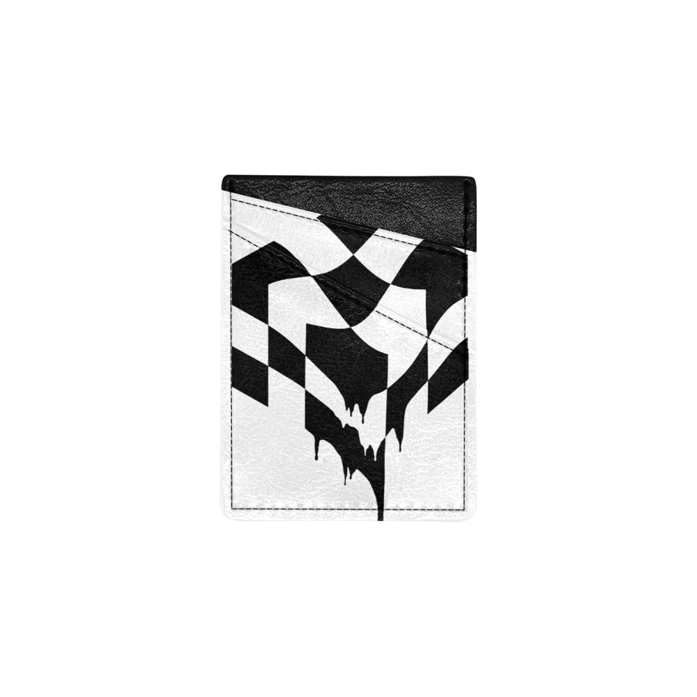 Cube black and white design Cell Phone Card Holder