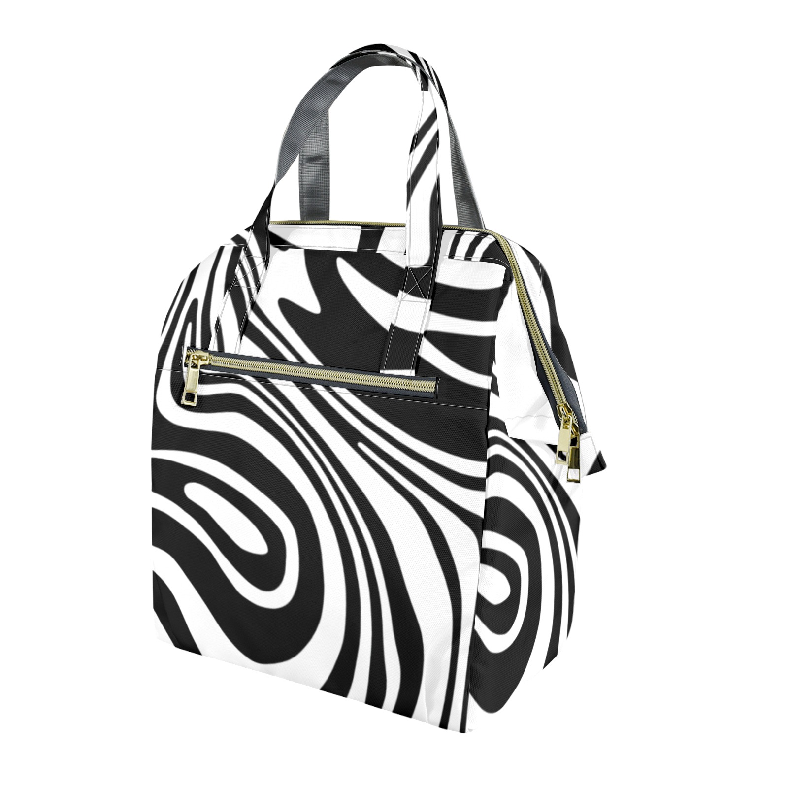 Black and White Marble Portable Insulated Lunch Bag (1743)