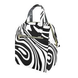 Black and White Marble Portable Insulated Lunch Bag (1743)