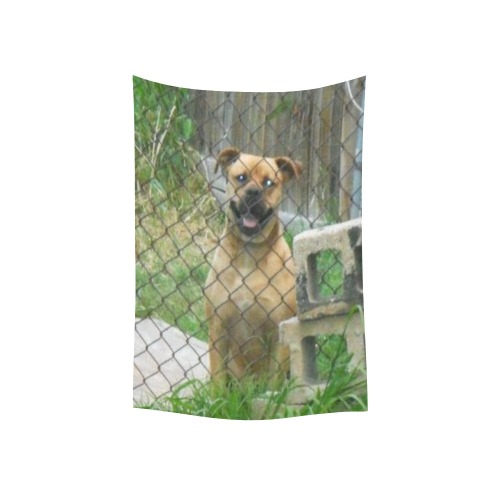 A Smiling Dog Cotton Linen Wall Tapestry 40"x 60"