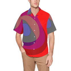 Red Abstract 714 Hawaiian Shirt with Chest Pocket&Merged Design (T58)