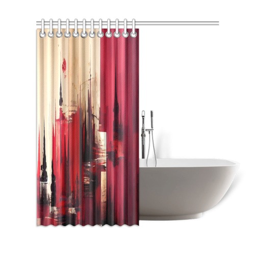 graffiti buildings red and cream 1 Shower Curtain 69"x72"