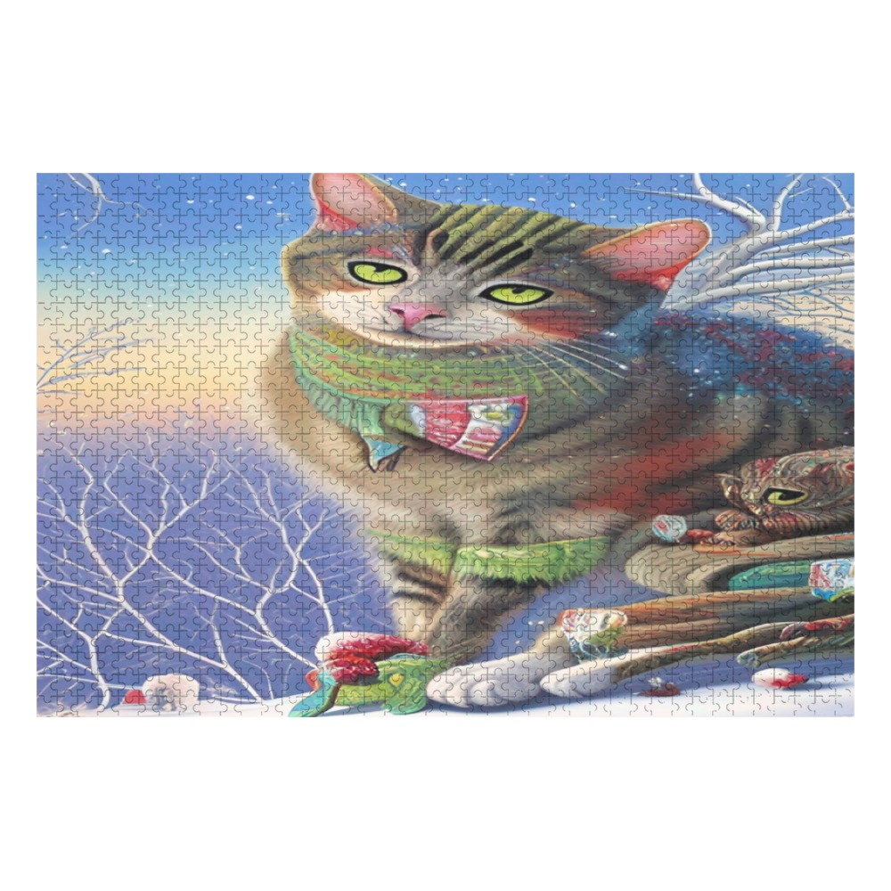 Winter Kitty 1000-Piece Wooden Photo Puzzles