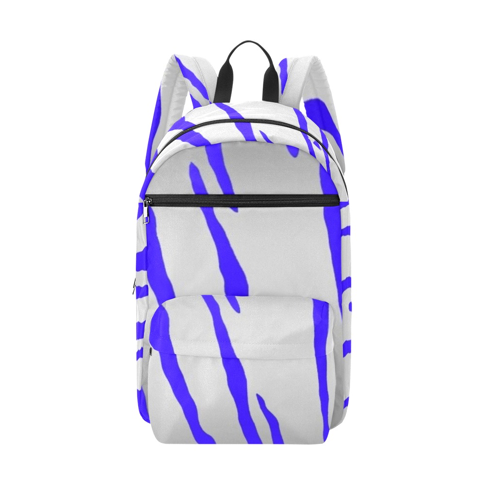 Silver Tiger Stripes Blue Large Capacity Travel Backpack (Model 1691)