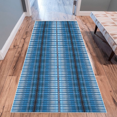 fabric pillar's, blue, repeating pattern Area Rug 9'6''x3'3''