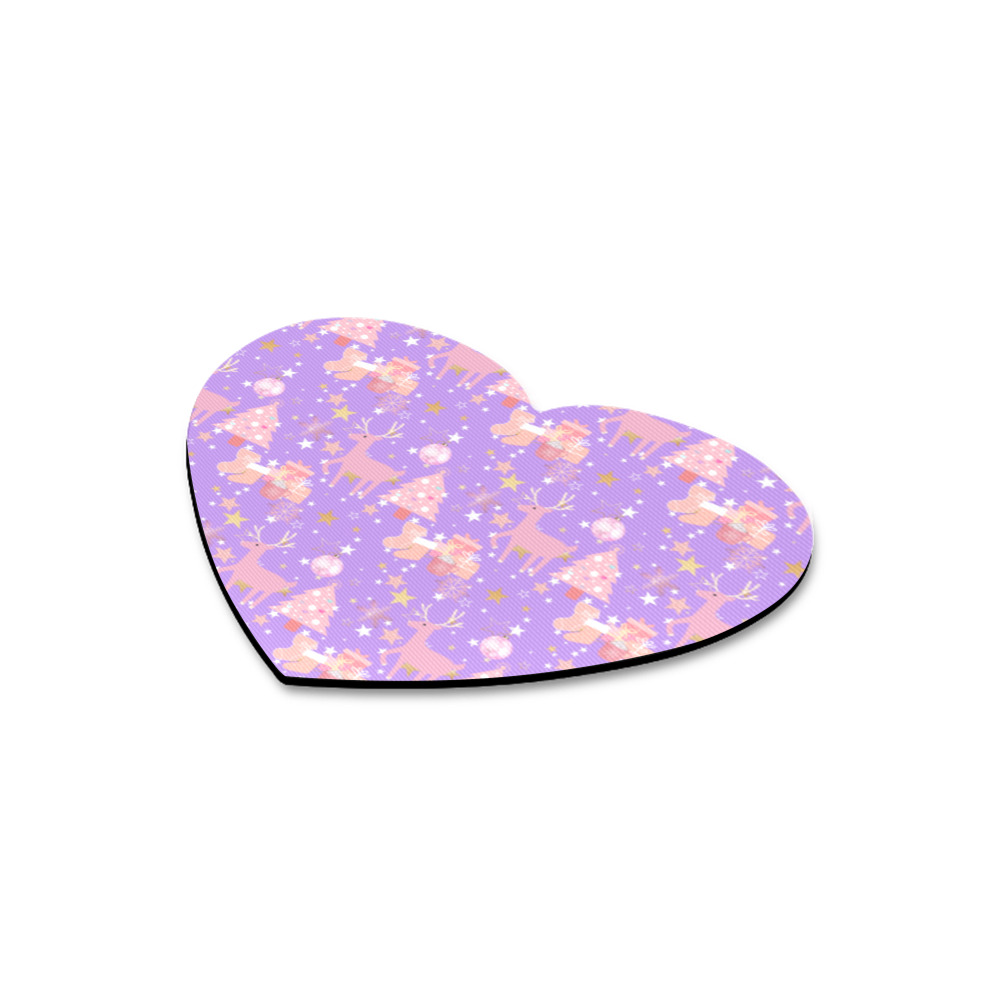 Pink and Purple and Gold Christmas Design Heart-shaped Mousepad