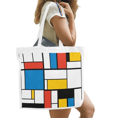 Mondrian De Stijl Modern Canvas Tote Bag/Large (Model 1702)