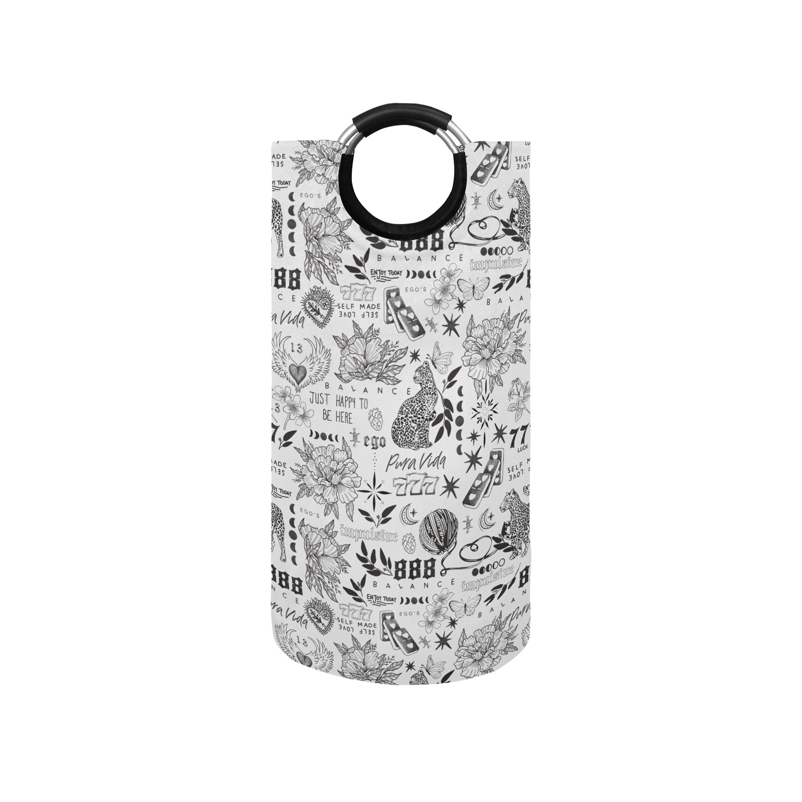 Inspirational tattoo pattern BL 2 Round Laundry Bag