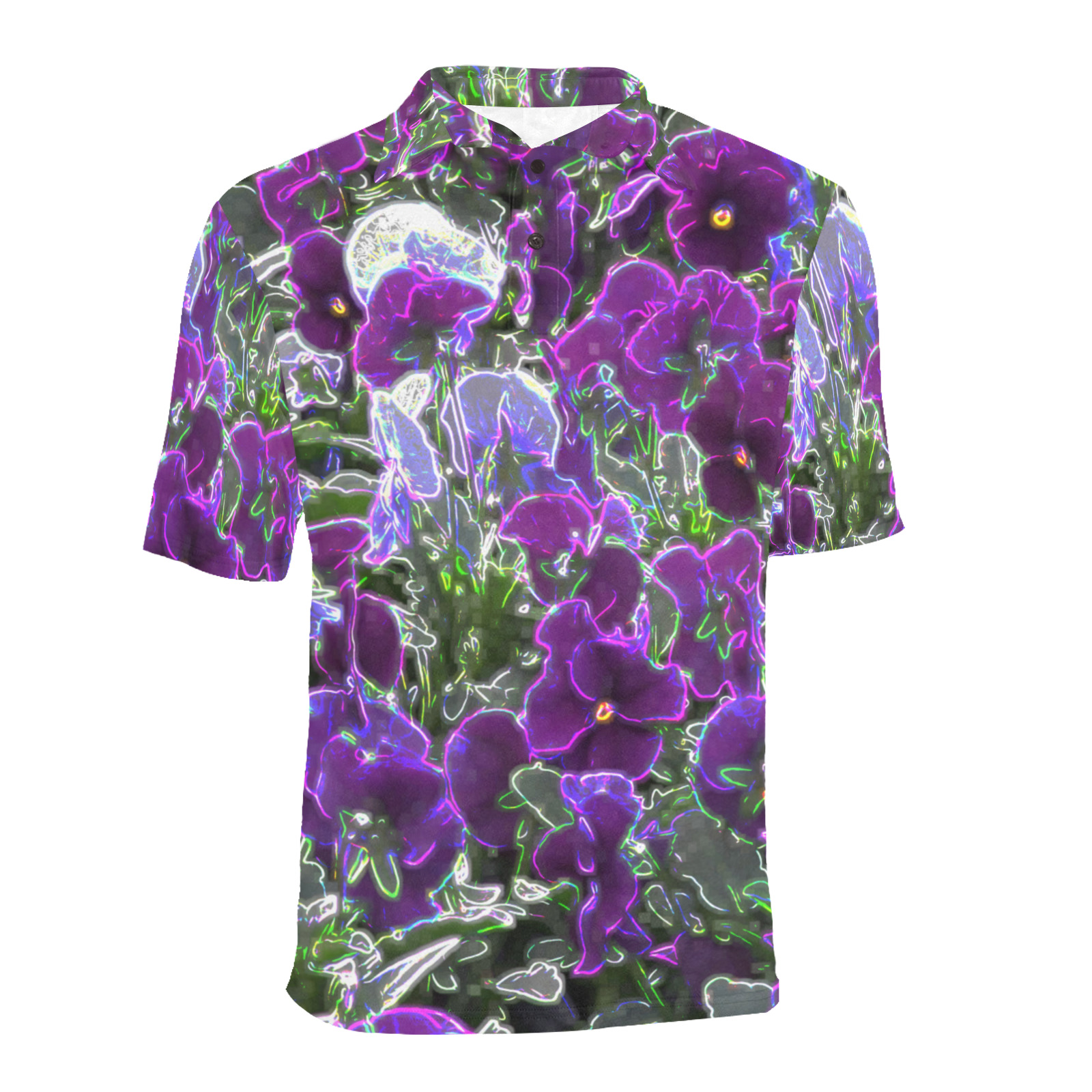 Field Of Purple Flowers 8420 Men's All Over Print Polo Shirt (Model T55)