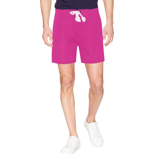 color Barbie pink Men's Mid-Length Beach Shorts (Model L47)