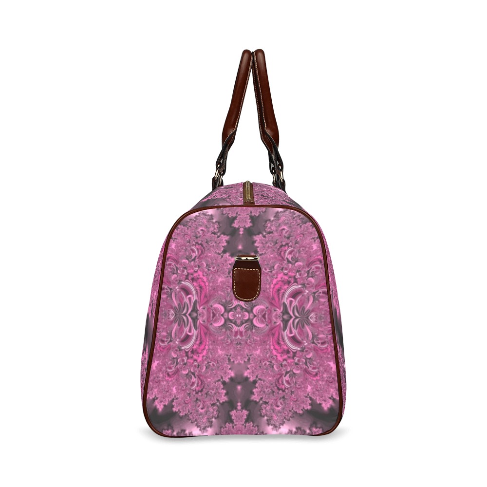 Pink Azalea Bushes Frost Fractal Waterproof Travel Bag/Small (Model 1639)