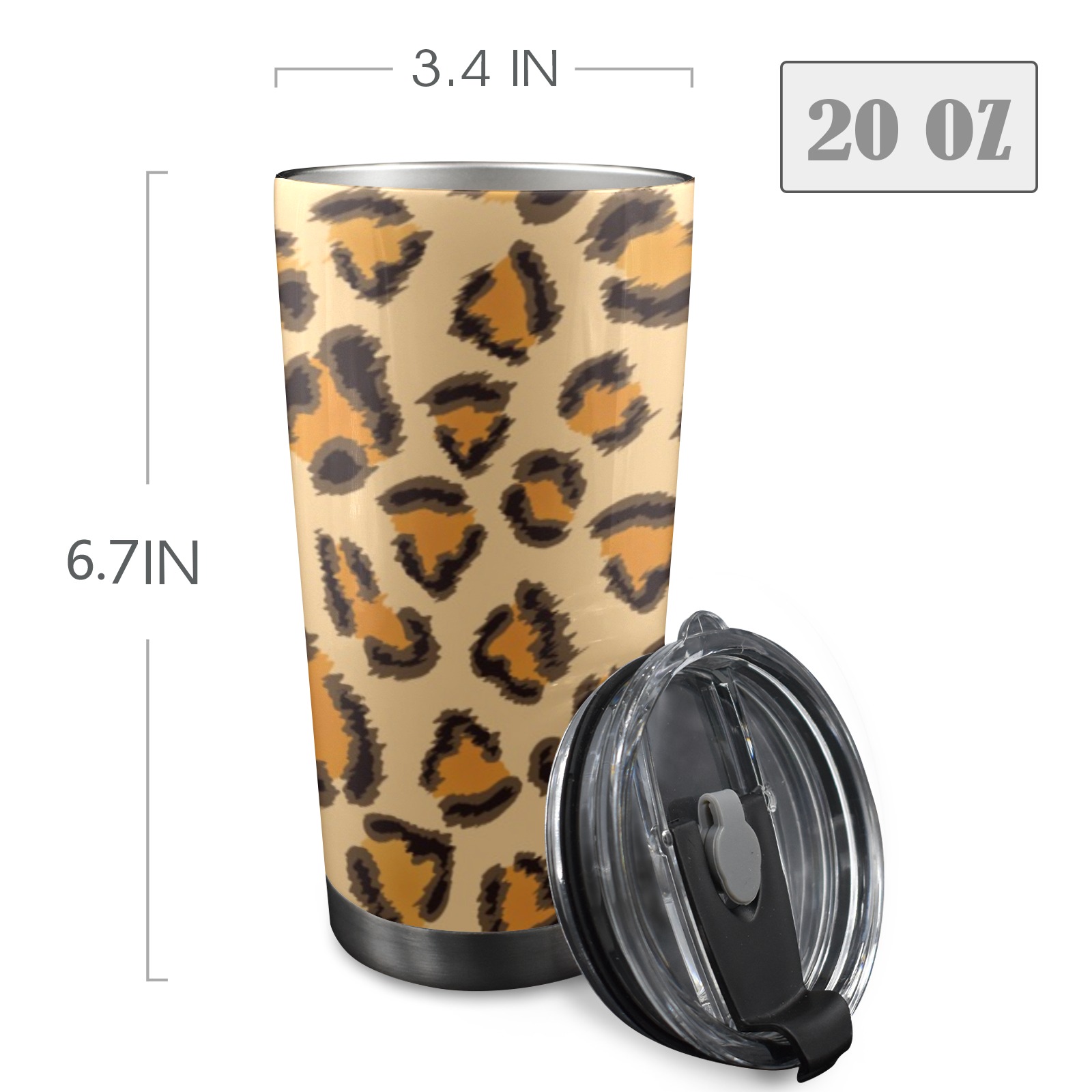 Tumbler Leopard Pattern.jpg 20oz Mobile Tumbler with Lid (Black Lock)