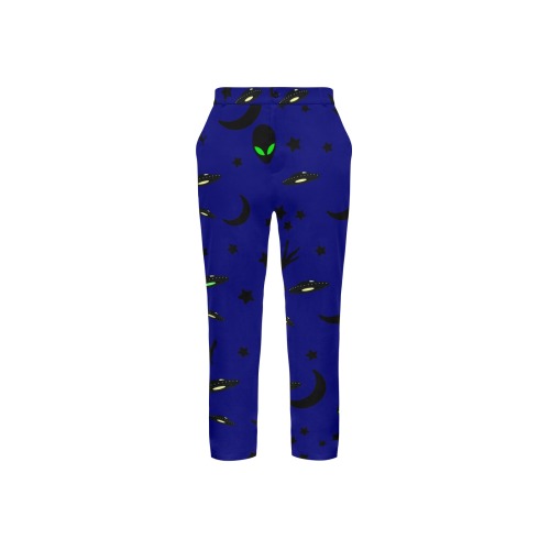 Aliens and Spaceships on Blue Men's All Over Print Casual Trousers (Model L68)