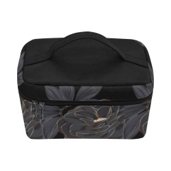 Black Gold Flower Cosmetic Bag Cosmetic Bag/Large (Model 1658)