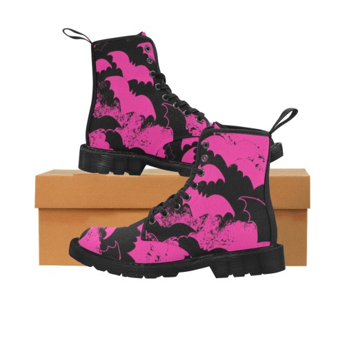 Black Bats In Flight Pink Martin Boots for Women (Black) (Model 1203H)