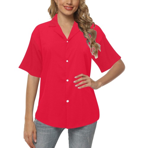 color Spanish red All Over Print Hawaiian Shirt for Women (Model T58)
