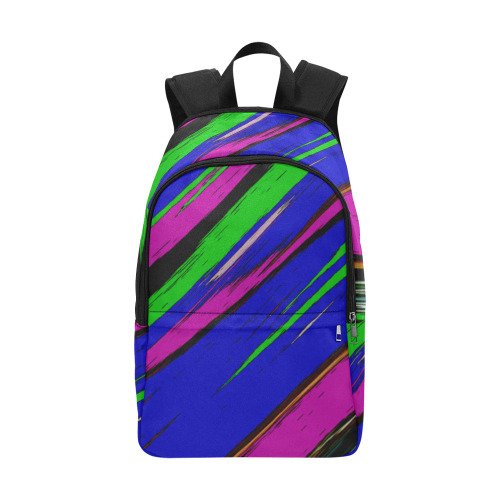 Diagonal Green Blue Purple And Black Abstract Art Fabric Backpack for Adult (Model 1659)