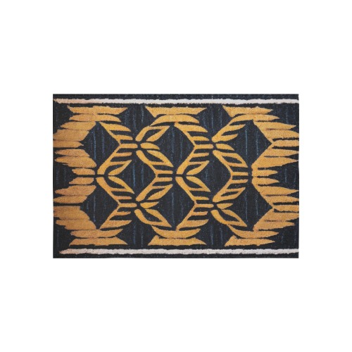 ikat style, black and yellow Cotton Linen Wall Tapestry 60"x 40"