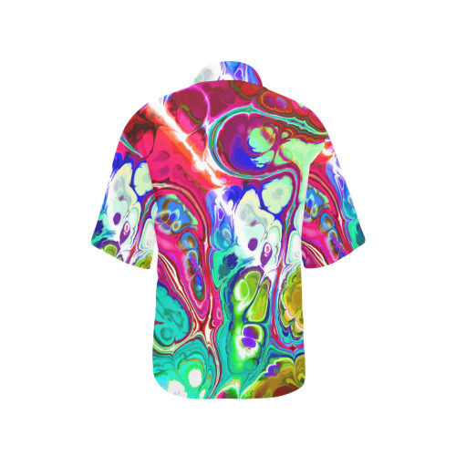 Abstract Liquid Marble Pouring Modern Art Texture All Over Print Hawaiian Shirt for Women (Model T58)